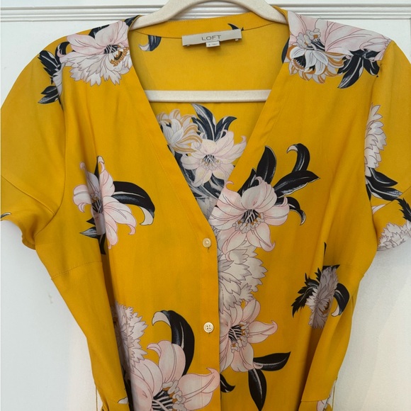 Ann Tailor Loft Floral Shirt Dress Sz 8 - Picture 3 of 4